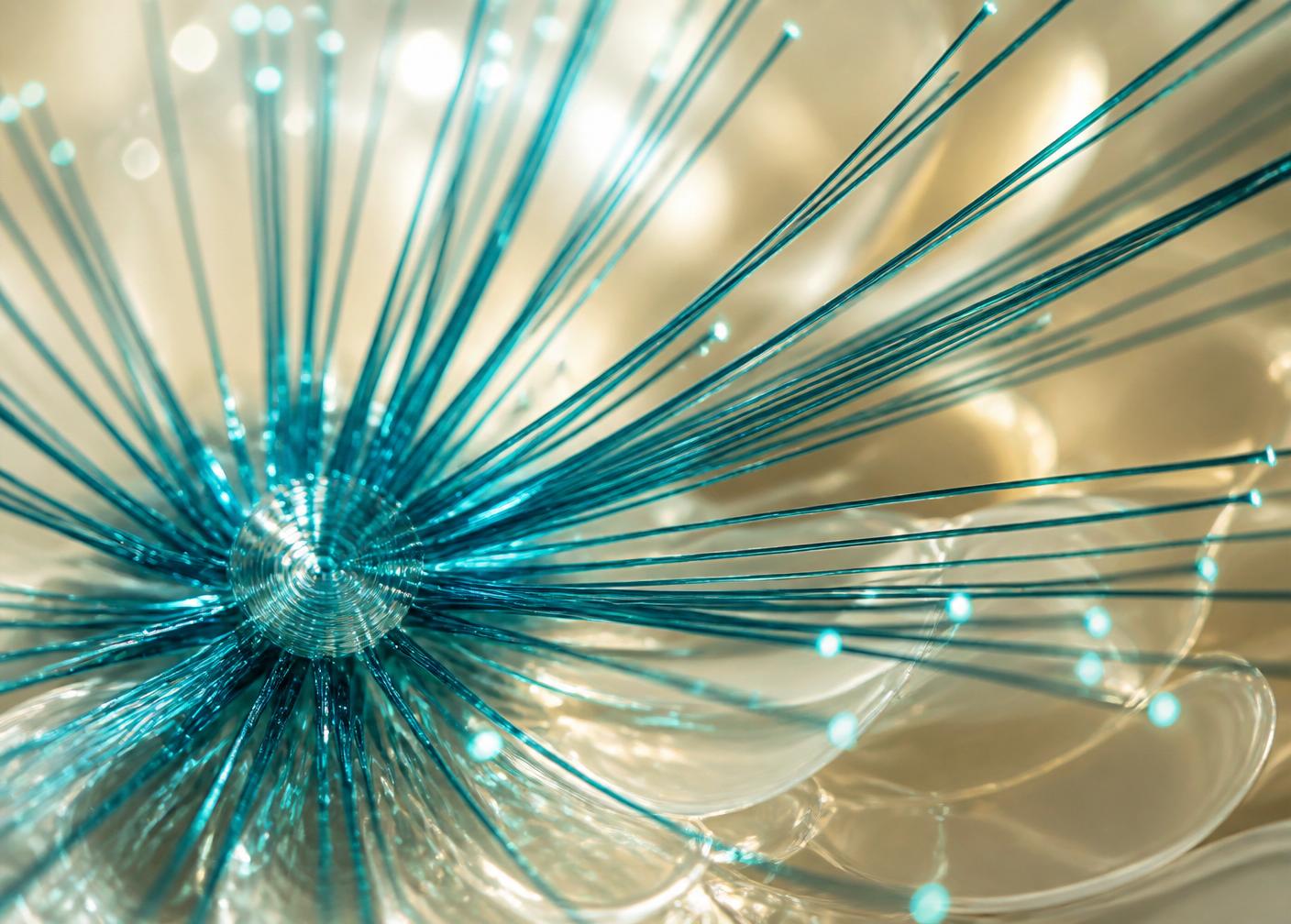 Macro image of illuminated fiber-optic strands